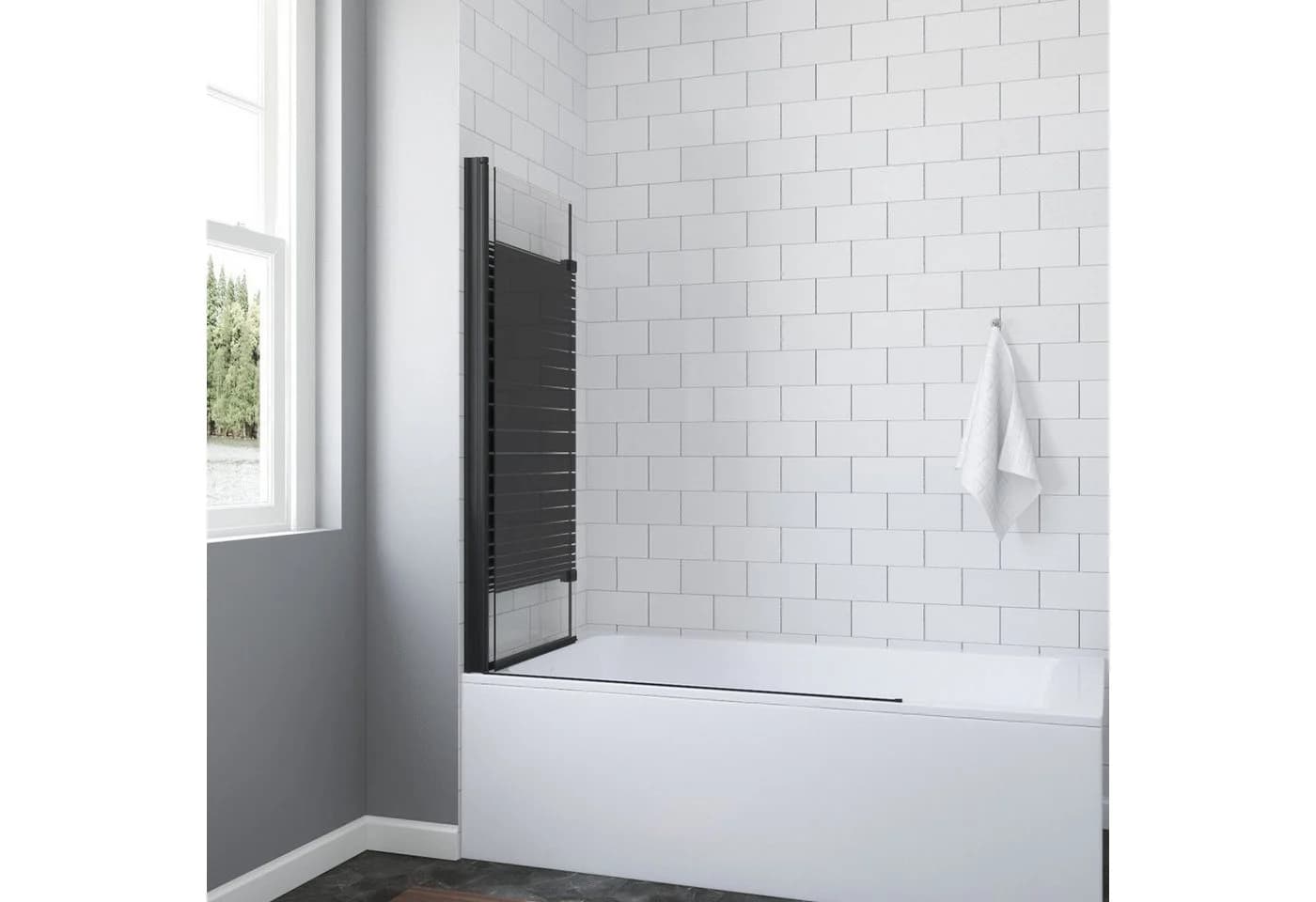 AQUABATOS Badewannenfaltwand 2-teilig 120x140 cm Sicherheitsglas schwarz - Bild 5