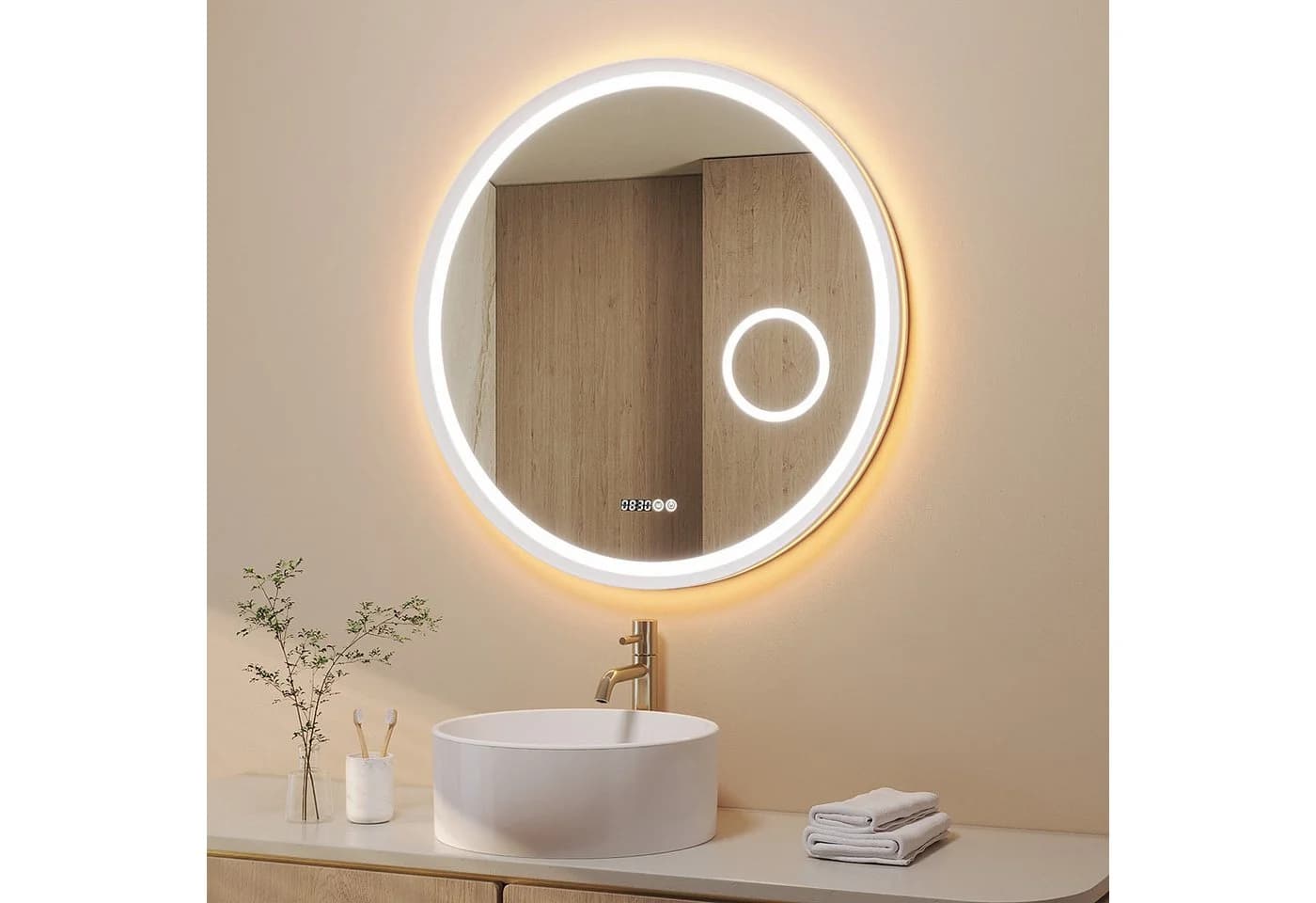 AQUABATOS Badspiegel Rund LED Beleuchtung 80 cm Wandspiegel - Bild 2