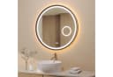 AQUABATOS Badspiegel Rund mit LED Beleuchtung 80 cm Wandspiegel, 3-fach-Vergrößerung, Kosmetikspiegel, Touch, Anti-Beschlag, Uhr, IP44 Bild 2
