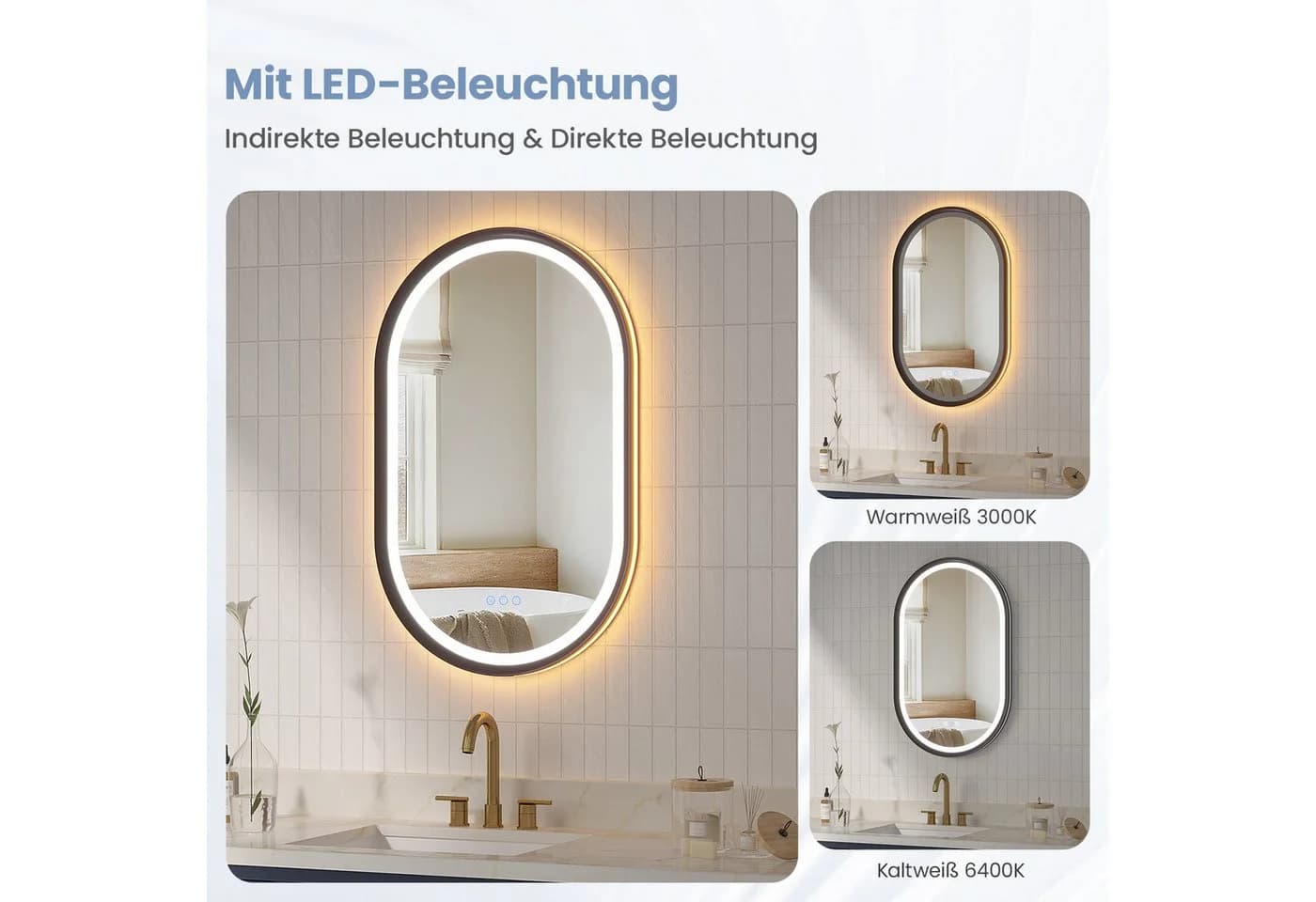 Ovaler LED-Badspiegel in modernem Design - Bild 4