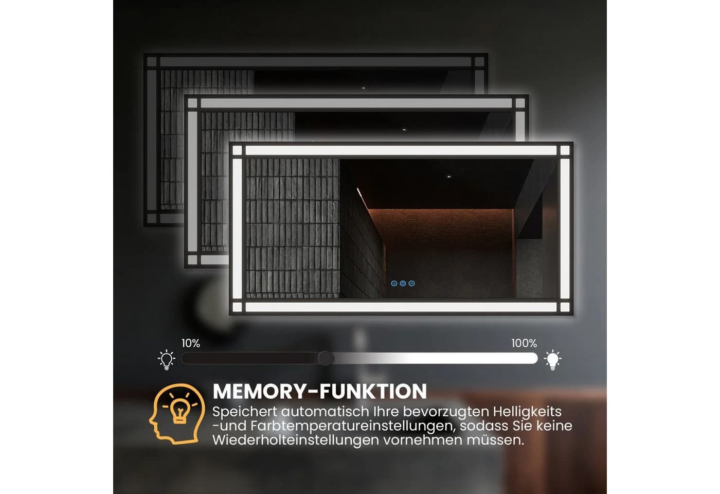 AQUABATOS Badspiegel mit LED-Beleuchtung mattschwarz - Bild 3