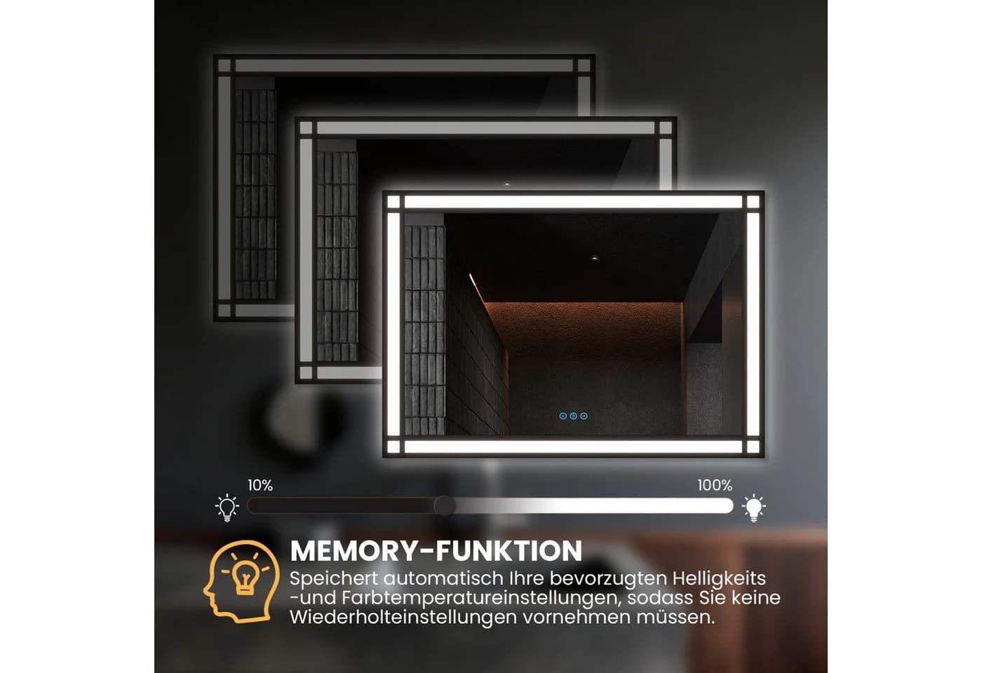 AQUABATOS LED Badspiegel mit Beleuchtung 3 Lichtfarben Touch - Bild 3