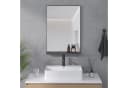 AQUABATOS Badspiegel Wandspiegel mit Ablage Badezimmer Spiegel Bad Hängespiegel Schwarz Bild 1