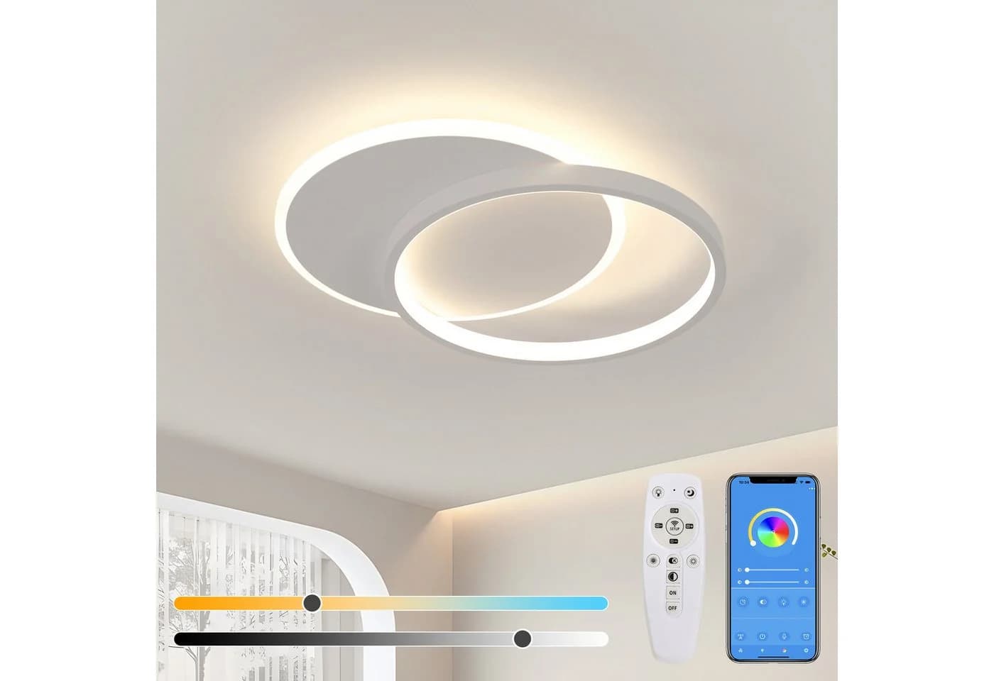Riserva LED Deckenleuchte dimmbar 32W Weiß mit Fernbedienung - Bild 2