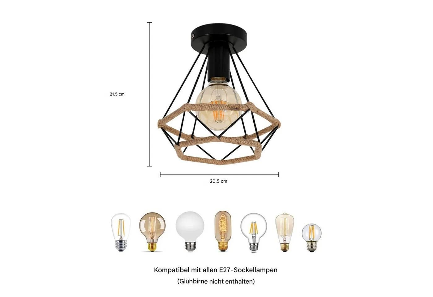 Riserva Deckenlampe Vintage Schwarz E27 Industrial Stil