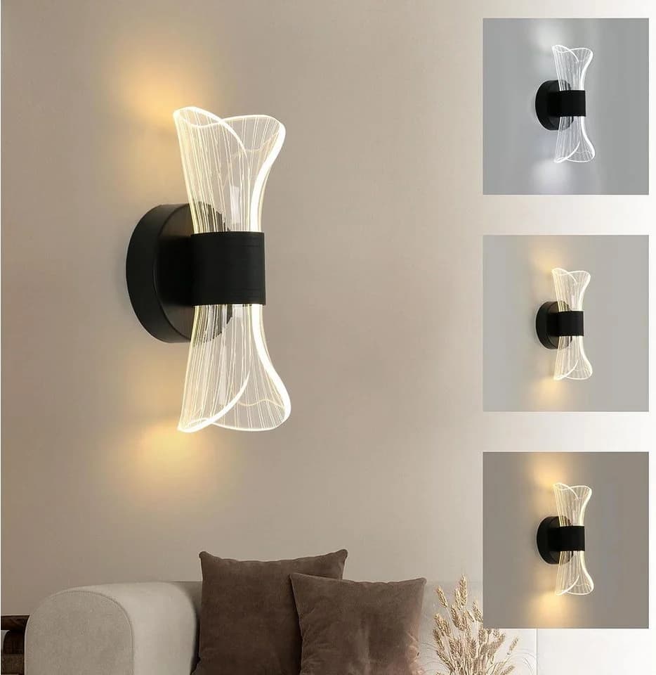 Riserva LED Wandleuchte Schwarz Acryl 12W Augenschutz - Bild 3