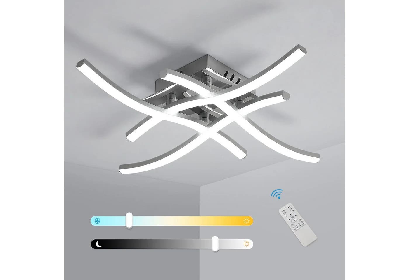 Riserva LED Deckenleuchte 28W dimmbar Silber Fernbedienung - Bild 4