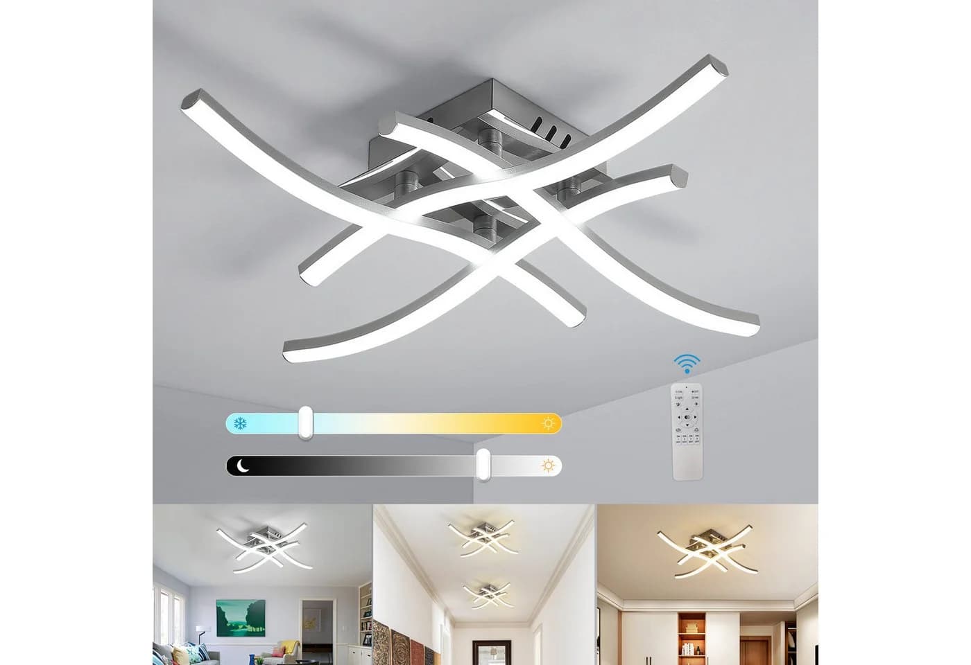 Riserva LED Deckenleuchte 28W dimmbar Silber Fernbedienung - Bild 5