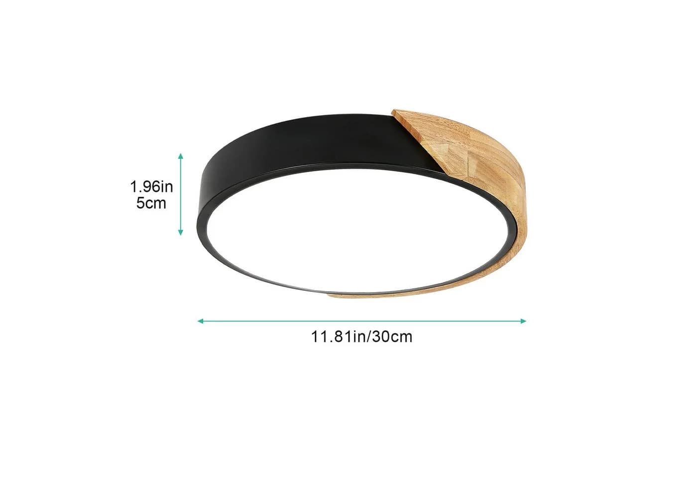 Riserva Deckenleuchte LED Schwarz 24W 6500K Rund Holzoptik