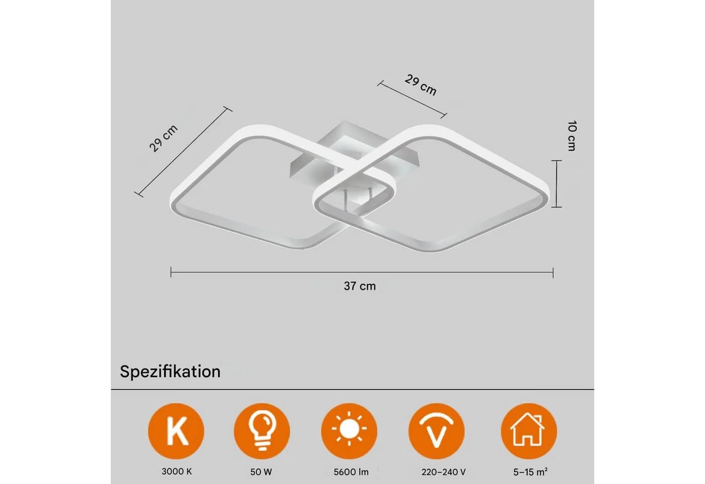Riserva LED Deckenleuchte Modern Kreuz Design Weiß 50W