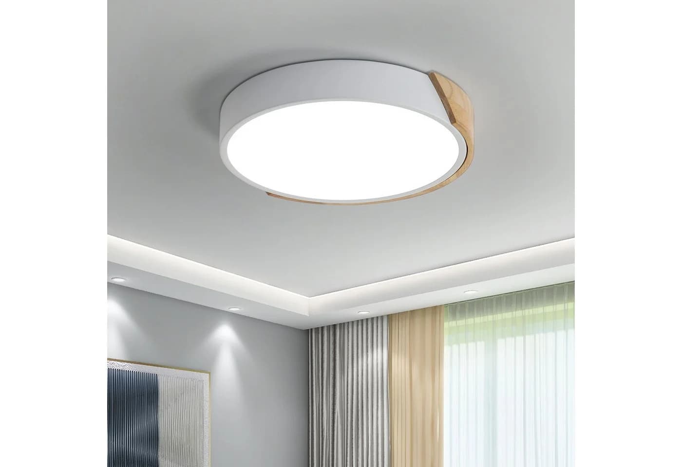 Riserva LED Deckenleuchte 24W rund 30cm Weiß Holzoptik - Bild 4
