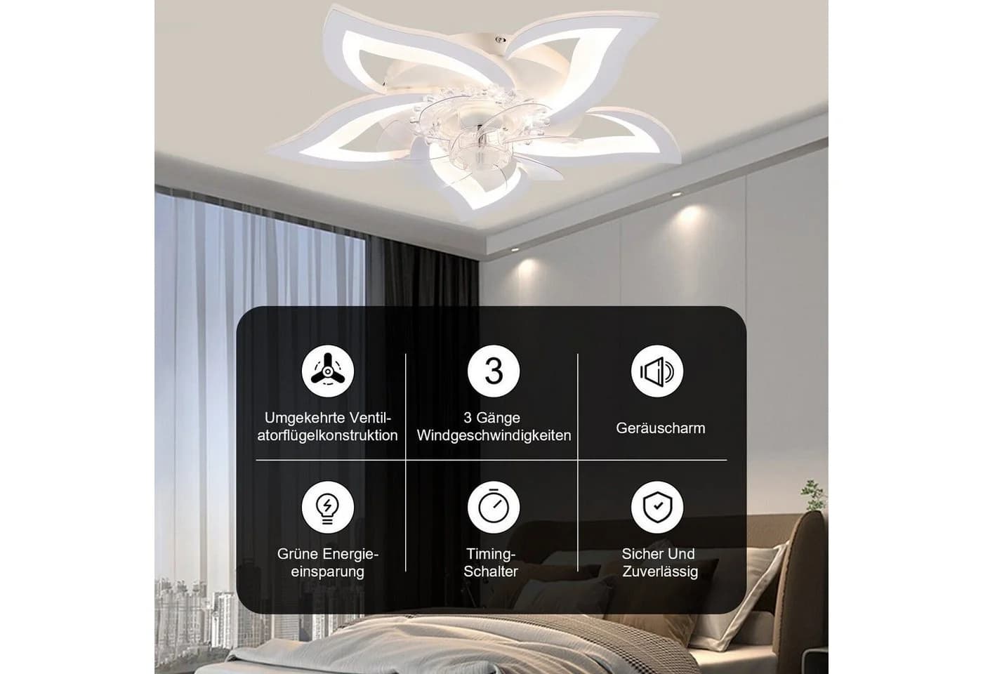oyajia LED Deckenleuchte 75W Moderne LED-Deckenleuchte mit Lüfter - Bild 3