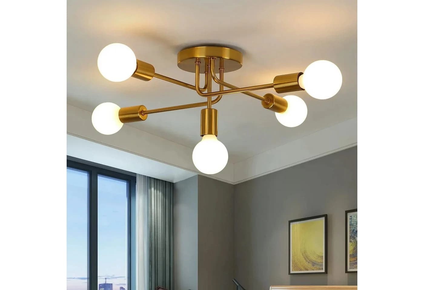 Riserva 5-flammige Deckenleuchte E27 Gold Industrial Stil - Bild 4