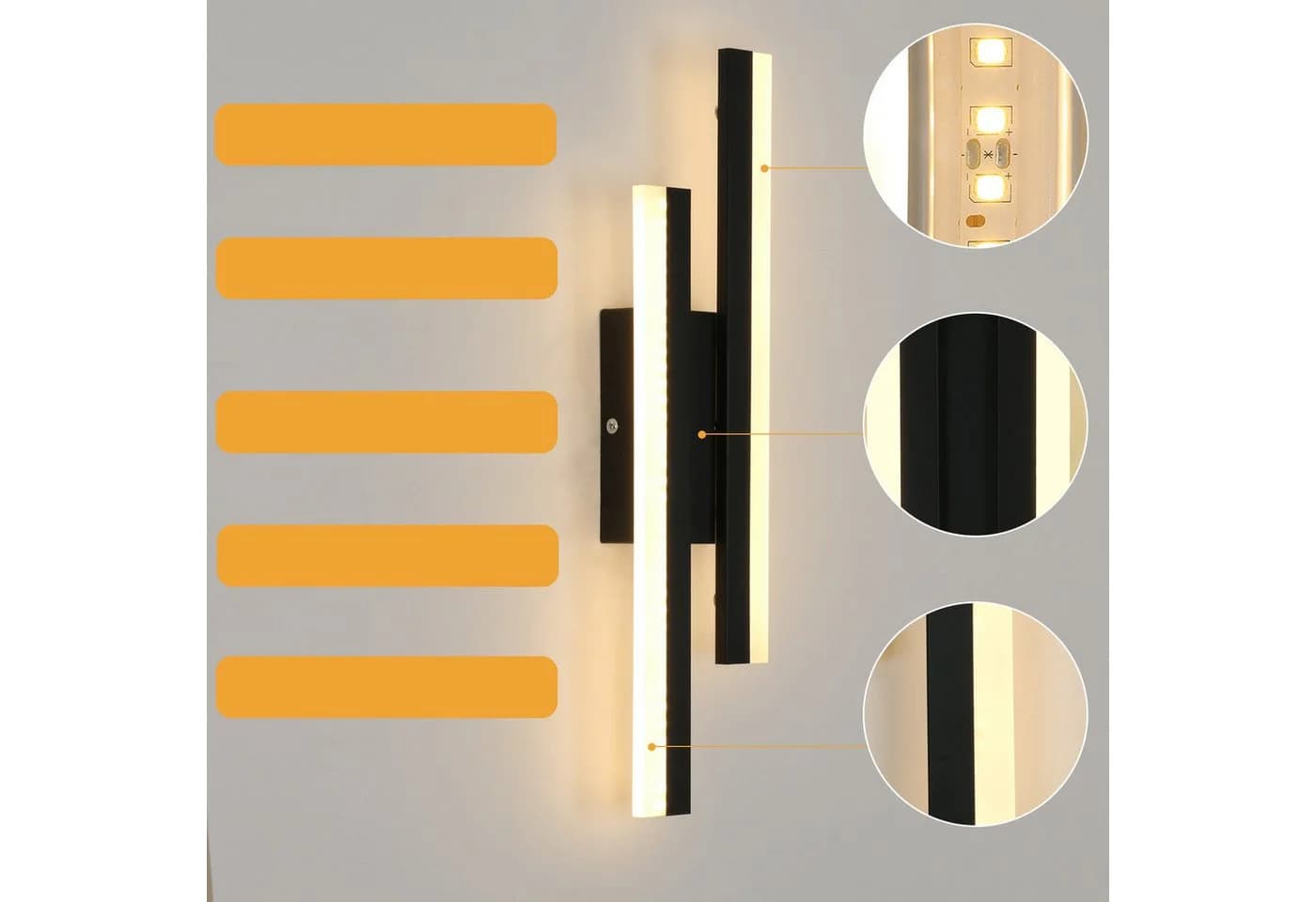 Riserva LED Wandleuchte Schwarz 16W Warmweiß - Bild 4