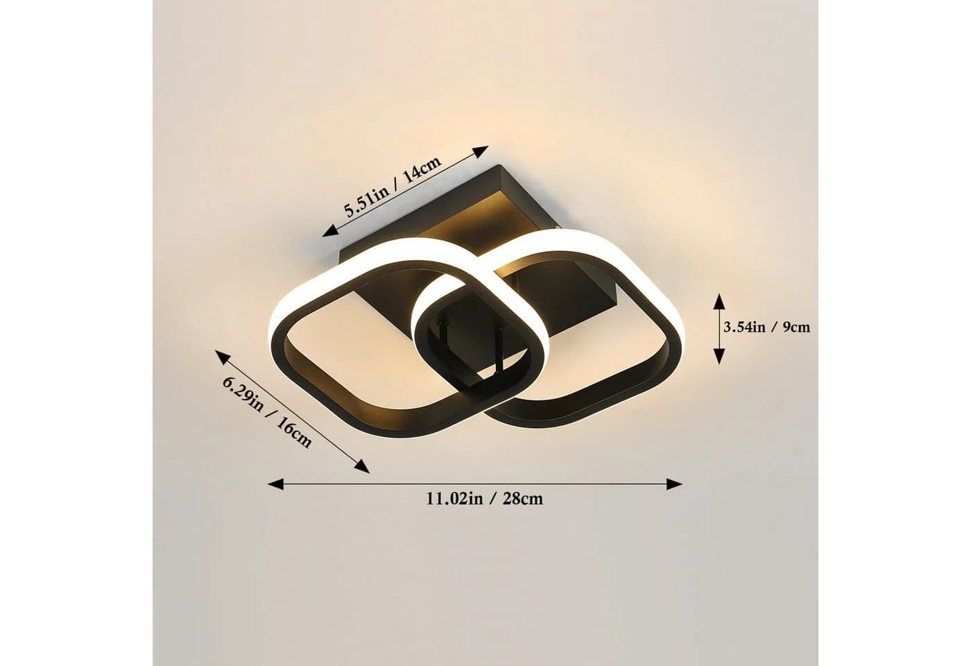 Riserva LED Deckenleuchte Dimmbar Schwarz 3 Farben Kreuz-Design