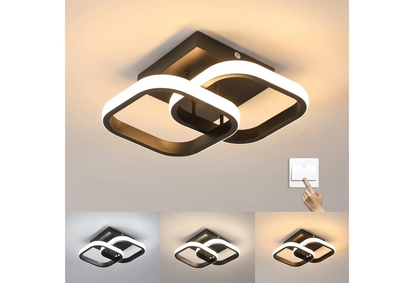 Riserva LED Deckenleuchte Dimmbar Schwarz 3 Farben Kreuz-Design - Bild 2