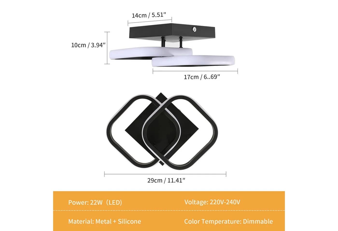Riserva LED Deckenleuchte Dimmbar Schwarz 3 Farben Kreuz-Design - Bild 5