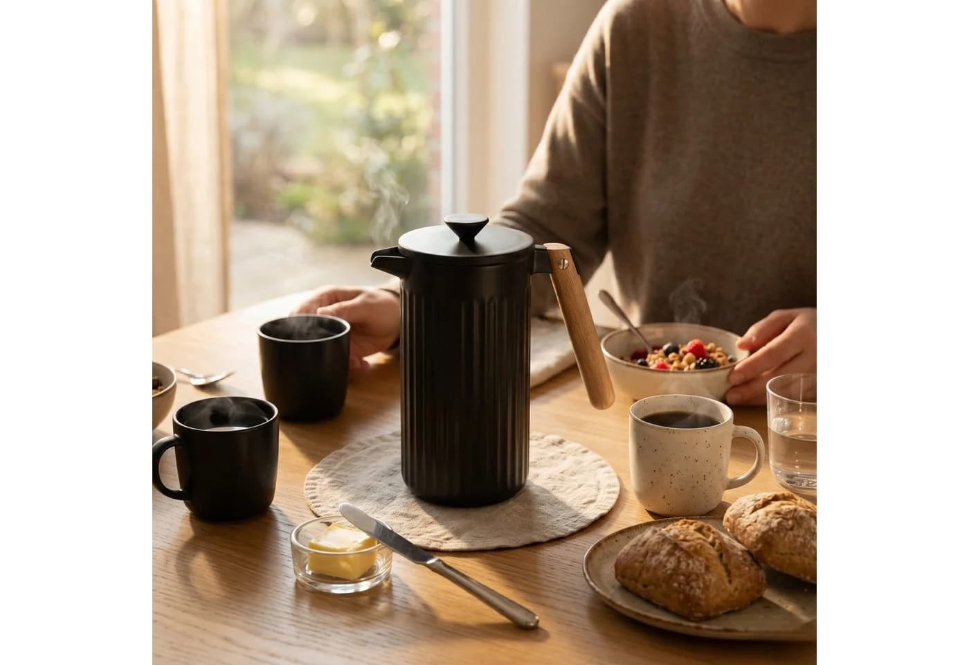 Bodum DOURO Kaffeebereiter Schwarz Porzellan French Press 1,0L