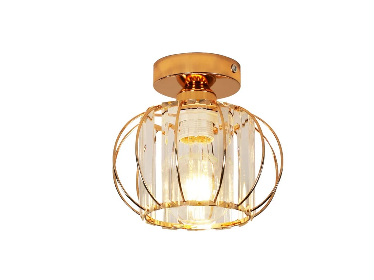 Goeco Goldene Kristall-Deckenleuchte Kronleuchter Retro-Stil E27-Fassung - Bild 2