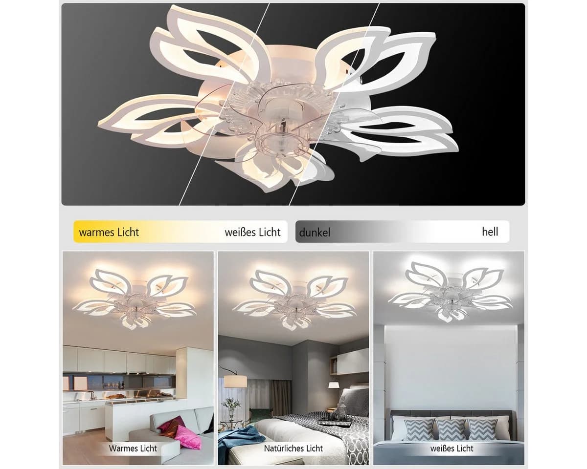 oyajia Deckenleuchte mit Ventilator 85W LED Dimmbar Fernbedienung - Bild 3