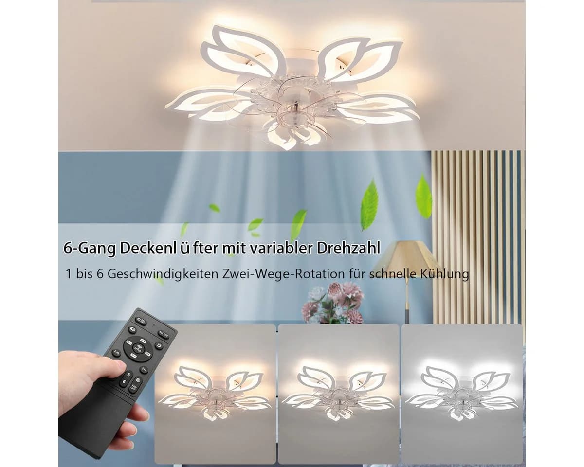 oyajia Deckenleuchte mit Ventilator 85W LED Dimmbar Fernbedienung - Bild 4