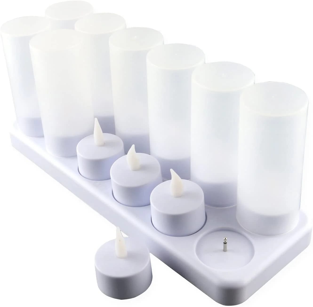 EXTSUD LED-Kerzen 12er Set Wiederaufladbar mit Ladestation Weiß - Bild 5