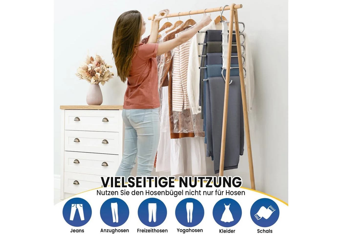 AIMAX Mehrfach-Kleiderbügel 4er Set Silber Faltbar - Bild 3