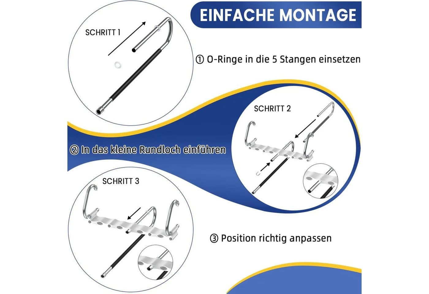 AIMAX Mehrfach-Kleiderbügel 4er Set Silber Faltbar - Bild 4