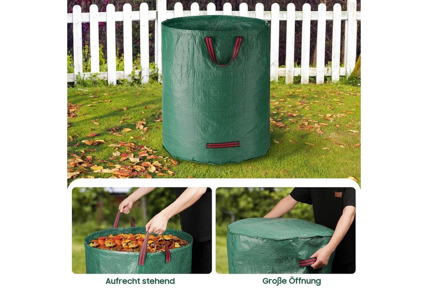 SURFOU Gartensack 5er Pack 272L Dunkelgrün