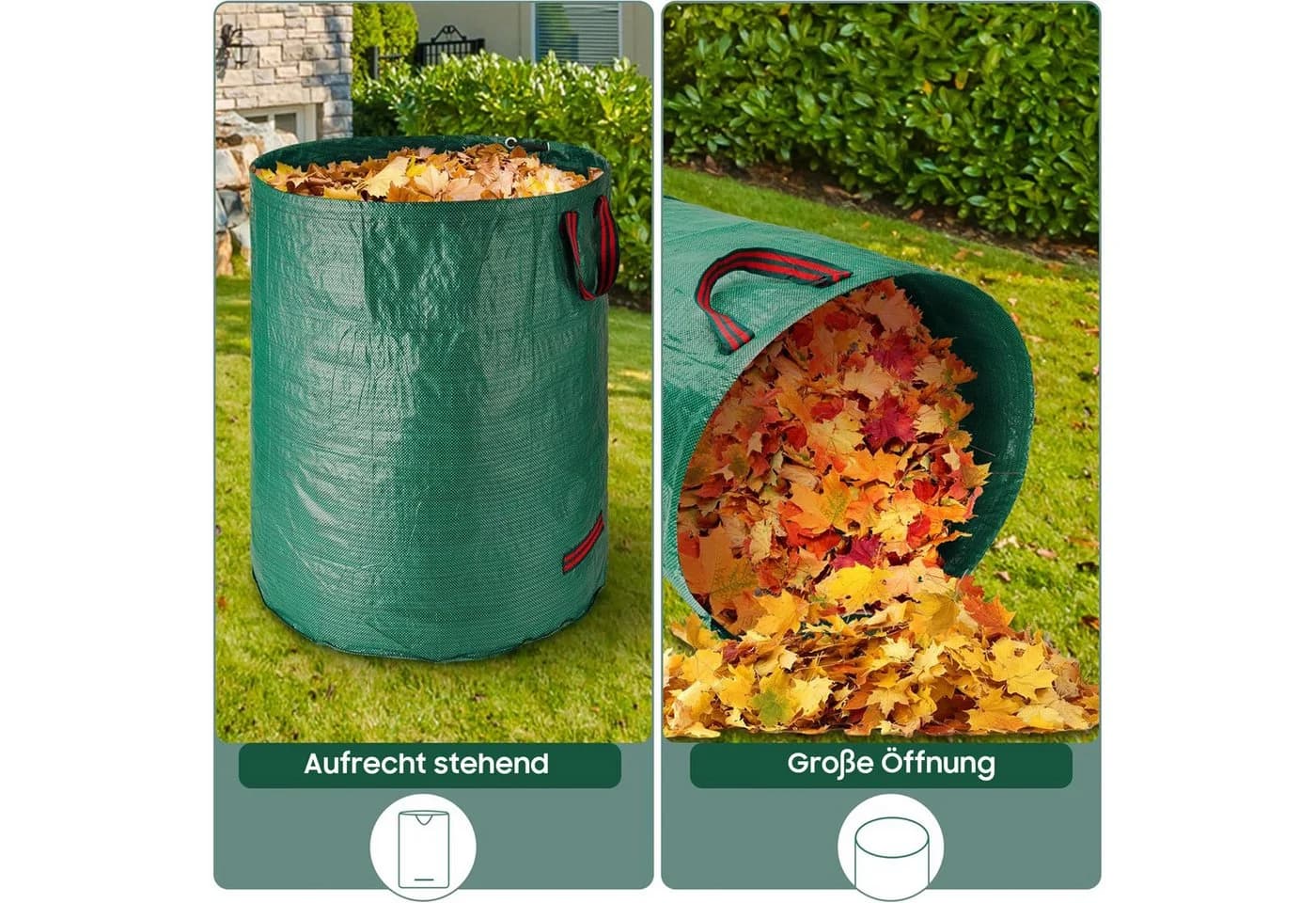 SURFOU Gartensack 5er Pack 272L Dunkelgrün - Bild 3