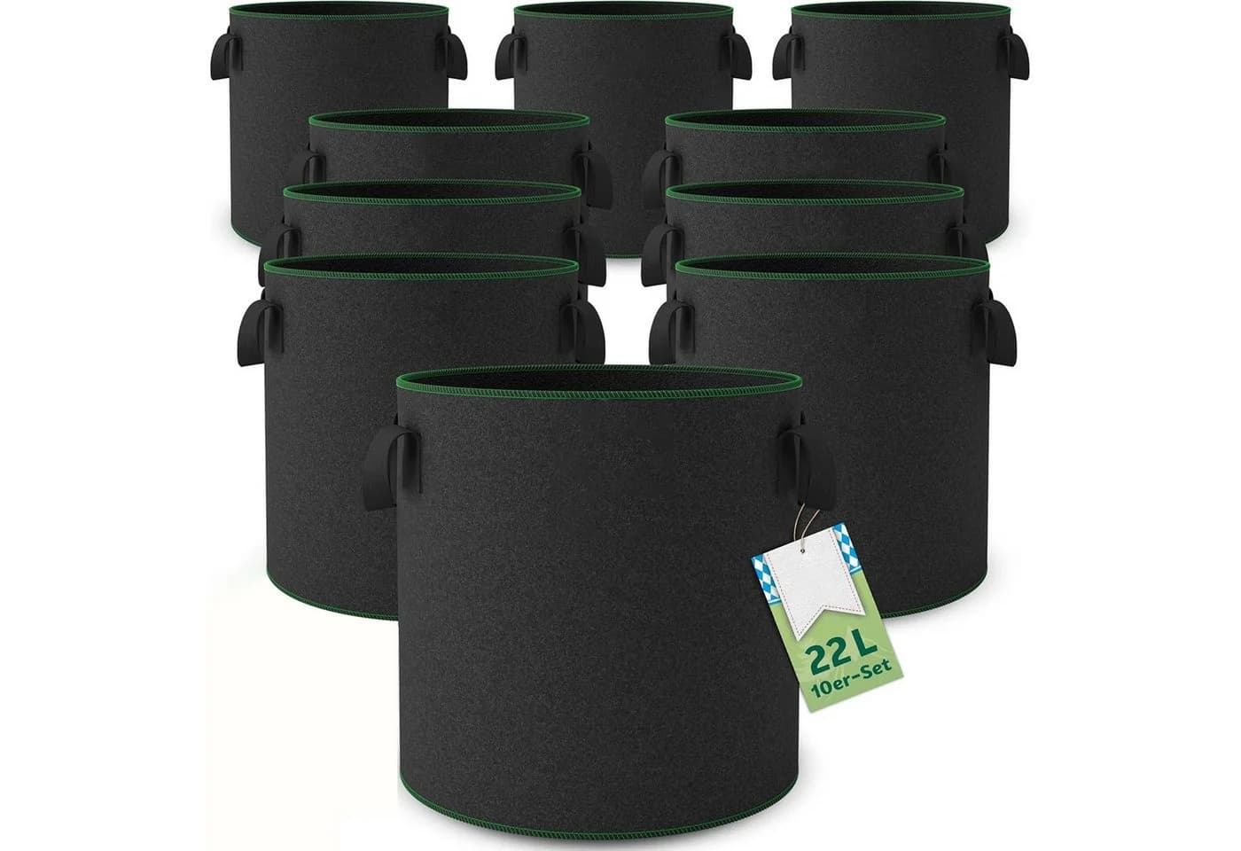 AIMAX Pflanzsack 10er-Set 22L Schwarz PP-Vlies mit Griffen - Bild 2