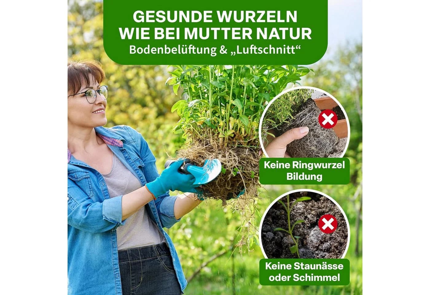 AIMAX Pflanzsack 10er-Set 22L Schwarz PP-Vlies mit Griffen - Bild 5