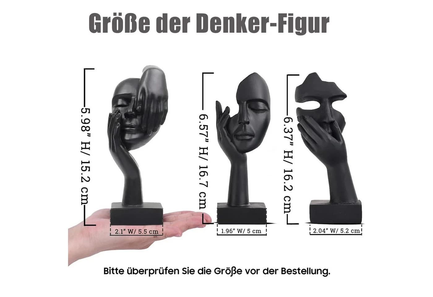 AIMAX 3er Set Abstrakte Skulpturen Schwarz Harz