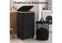 AIMAX Faltbarer Wäschekorb 100L mit Deckel, Rollen & Bambusgriffe Schwarz Bild 3