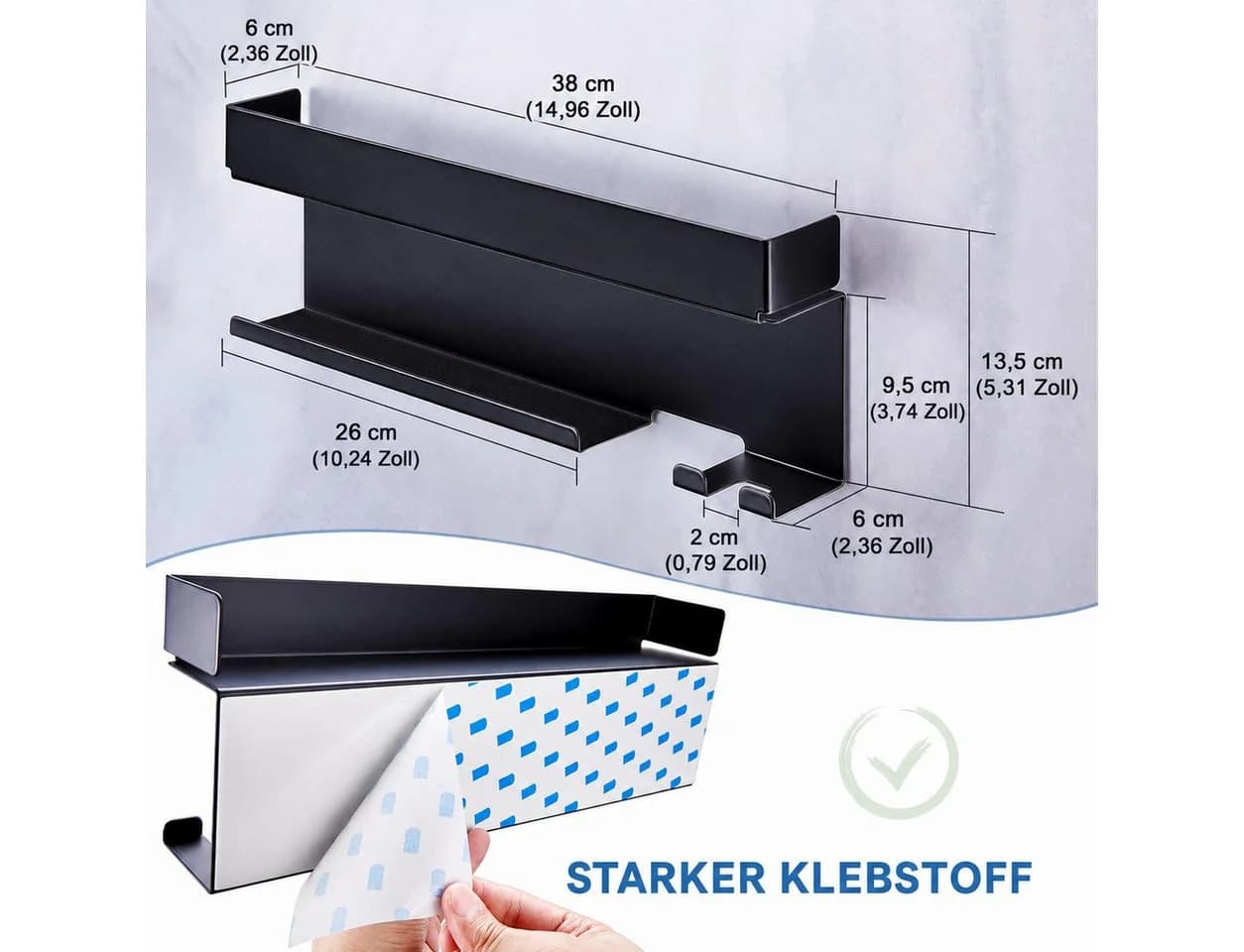 SURFOU Haartrocknerhalter Wandhalterung Schwarz Aluminium - Bild 5
