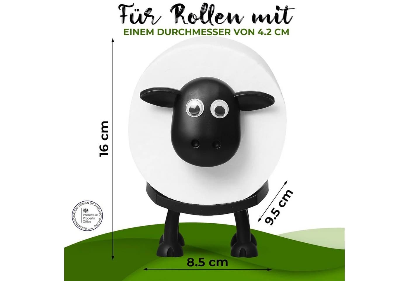 AIMAX Toilettenpapierhalter 3er Set Schwarz Schaf-Motiv Freistehend - Bild 4