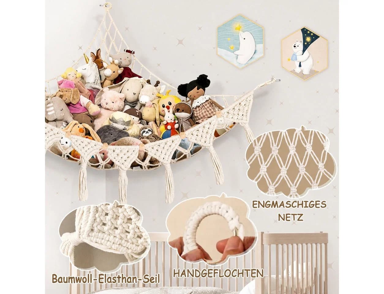 AIMAX Spielzeug-Hängematte aus Baumwolle Weiß Boho - Bild 3