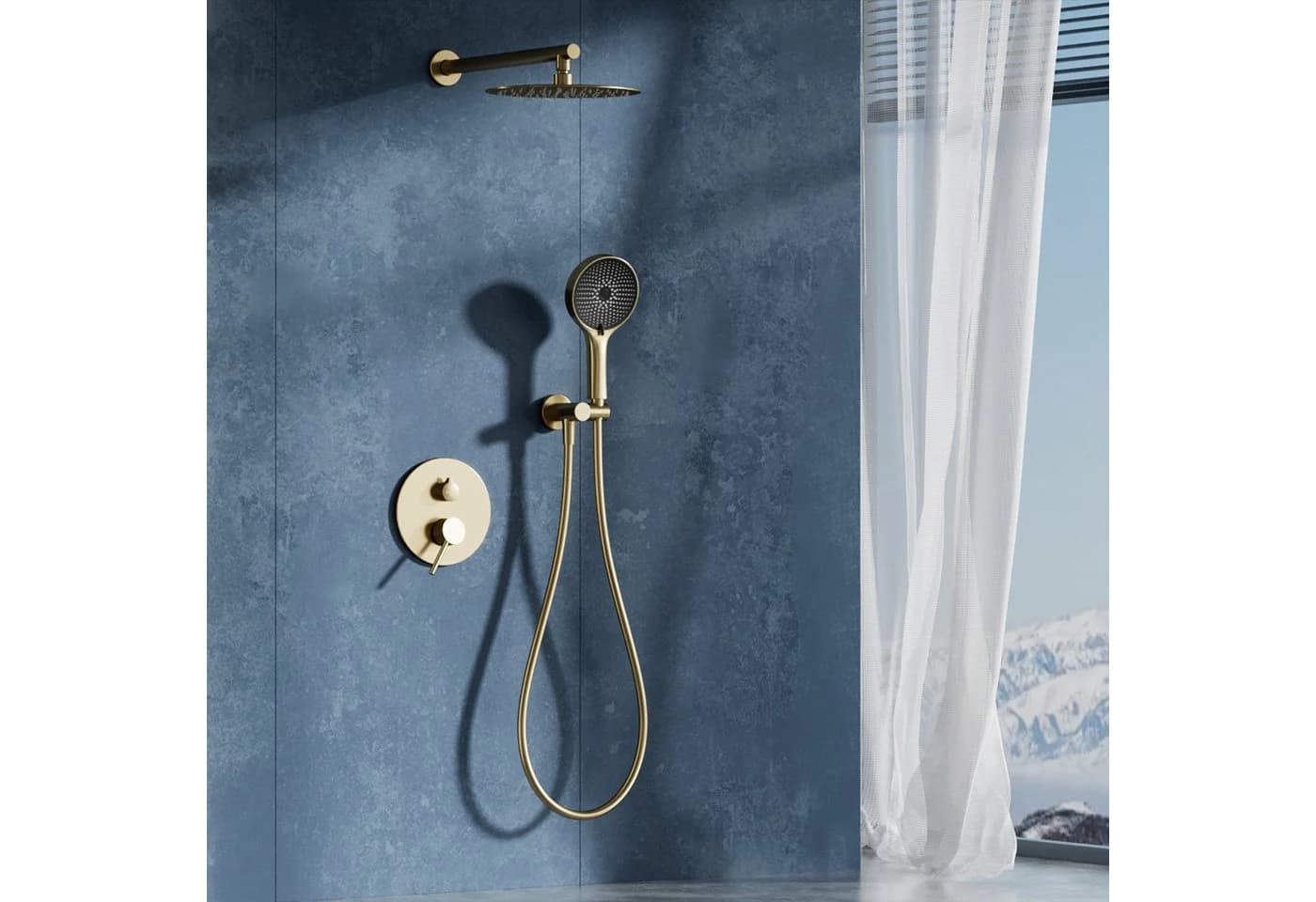 Oihpaw Duschsystem Unterputz mit Regendusche & Brause Gold 30x30 cm