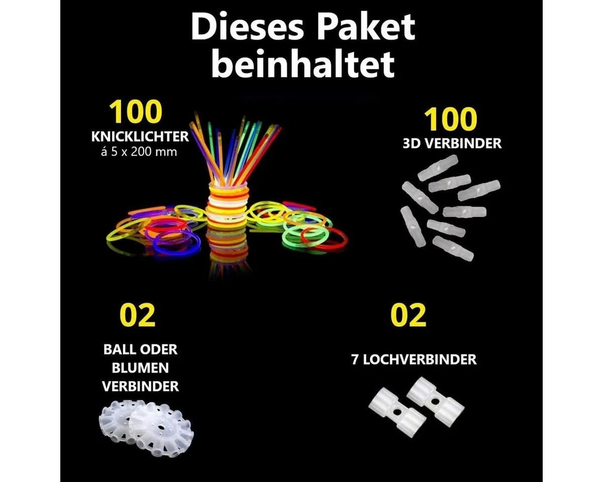 Leuchtende Knicklichter, Armreifen und Leuchtstäbe - Neon Party Accessoires