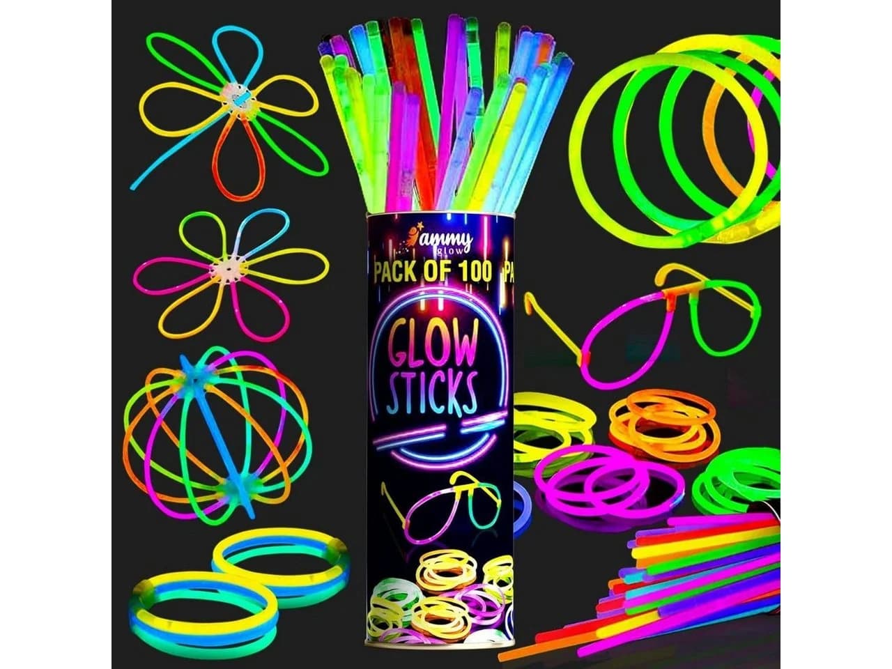 Leuchtende Knicklichter, Armreifen und Leuchtstäbe - Neon Party Accessoires - Bild 2