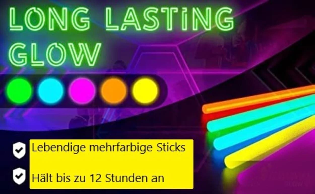 Leuchtende Knicklichter, Armreifen und Leuchtstäbe - Neon Party Accessoires - Bild 5