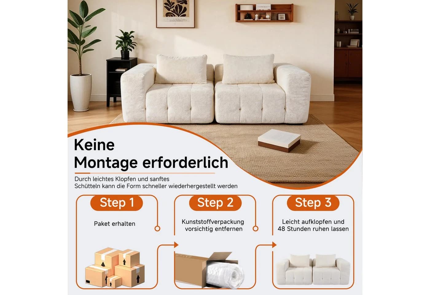 HomeMiYN Ecksofa 210cm L-Form 2-3 Sitzer Modular mit Schlaffunktion - Bild 3