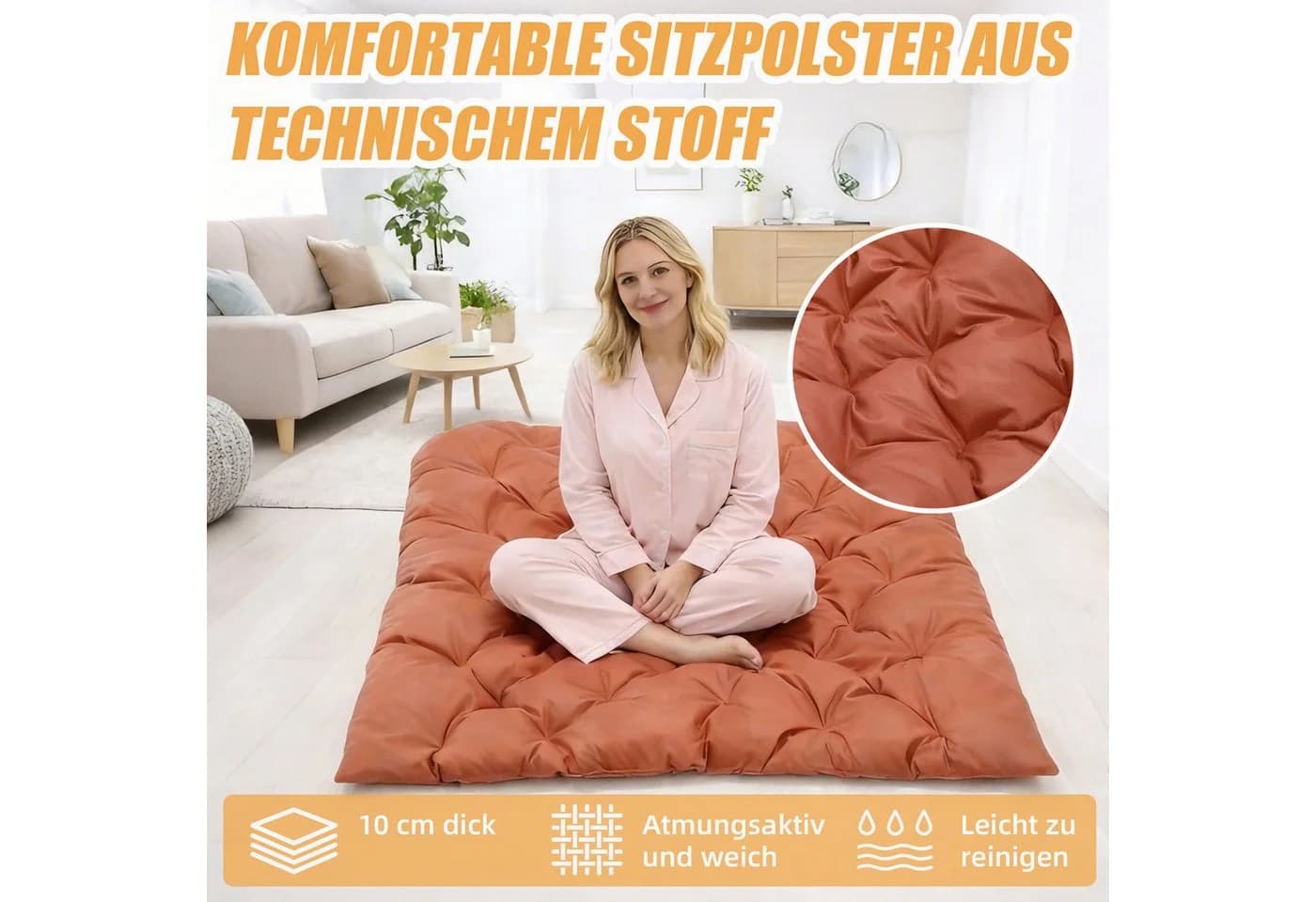 HomeMiYN Doppelschaukelstuhl Metall Orange Relaxstuhl - Bild 5