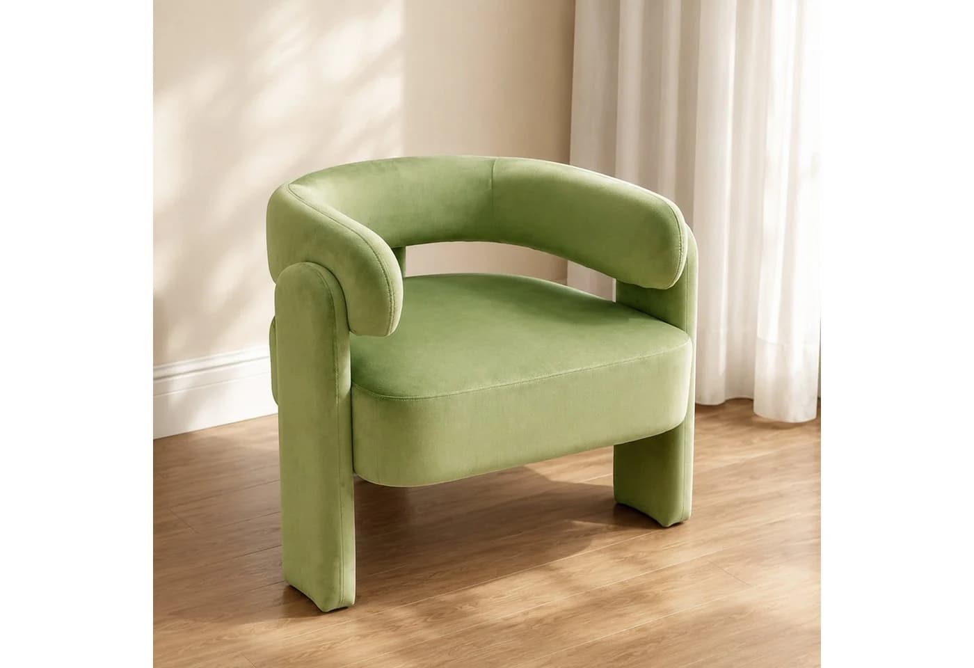 HomeMiYN Sessel Moderner Ohrensessel Samt Grün - Bild 2