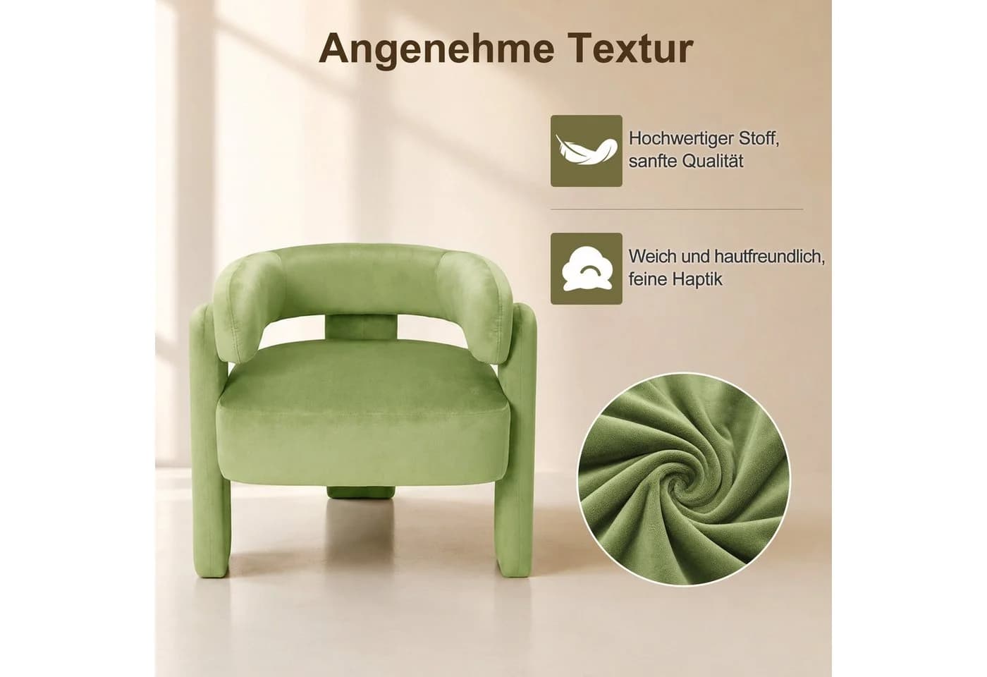 HomeMiYN Sessel Moderner Ohrensessel Samt Grün - Bild 4