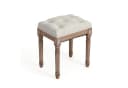 HomeMiYN Sitzhocker Schminkhocker Beige Leinen Holz Bild 2