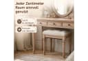 HomeMiYN Sitzhocker Schminkhocker Beige Leinen Holz Bild 3