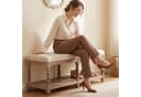 HomeMiYN Sitzbank Leinenoptik Beige Stauraum Massivholz Bild 1