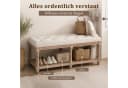 HomeMiYN Sitzbank Leinenoptik Beige Stauraum Massivholz Bild 3