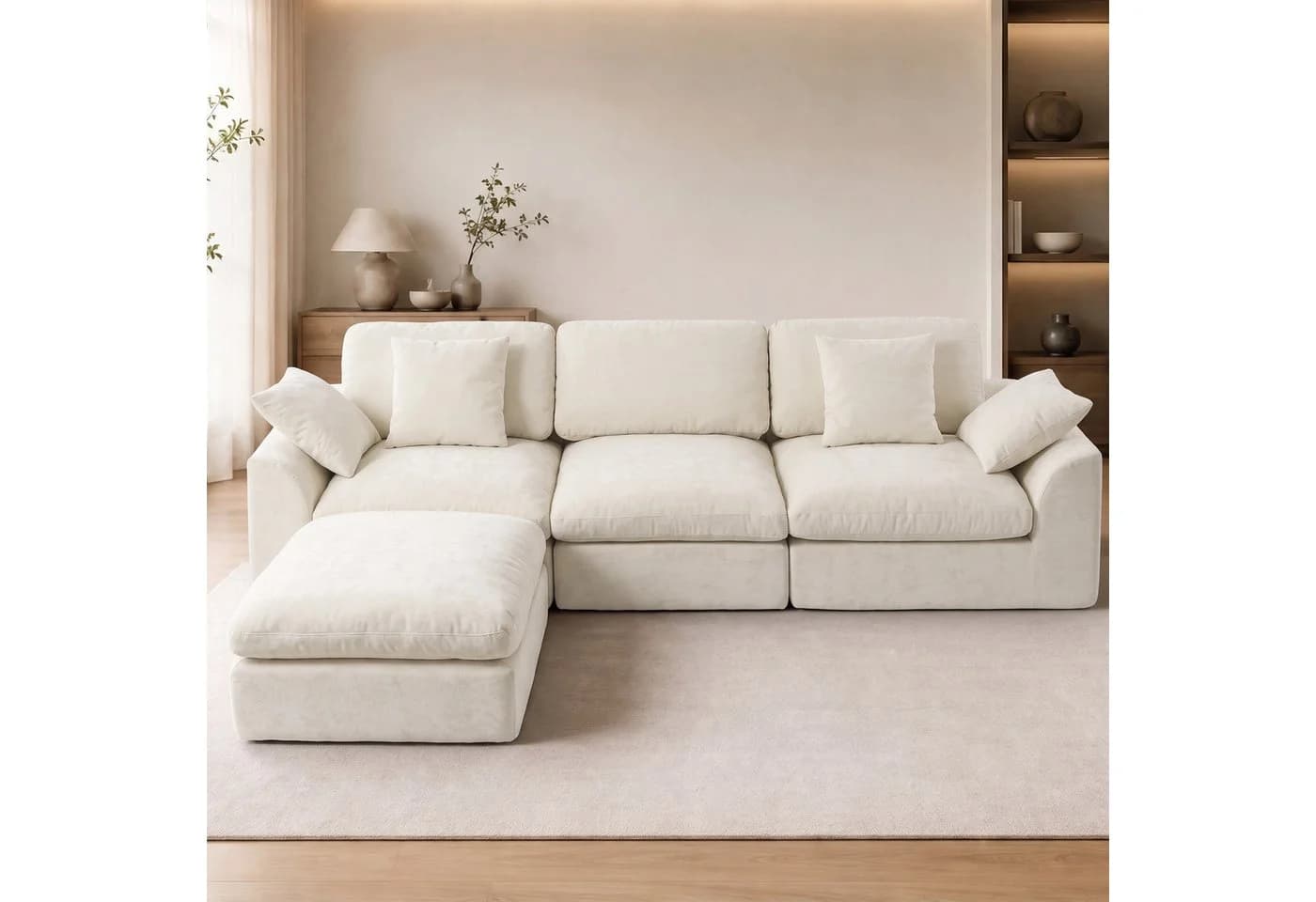 HomeMiYN Ecksofa 280cm L-Form Chenille 3-4 Sitzer Modular Couch für Wohnzimmer - Bild 2